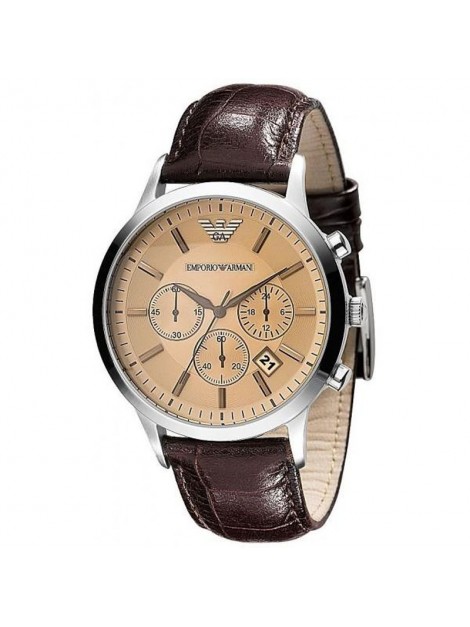 Emporio Armani Classic Chronograph Brown Leather Men's Watch Model-AR2433