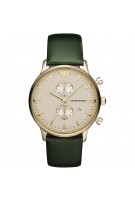 Emporio Armani Chronograph Green Leather Strap Mens Watch AR1722