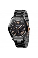 Emporio Armani Men's AR1410 Ceramic Black Chronograph Dial Rose Gold Watch