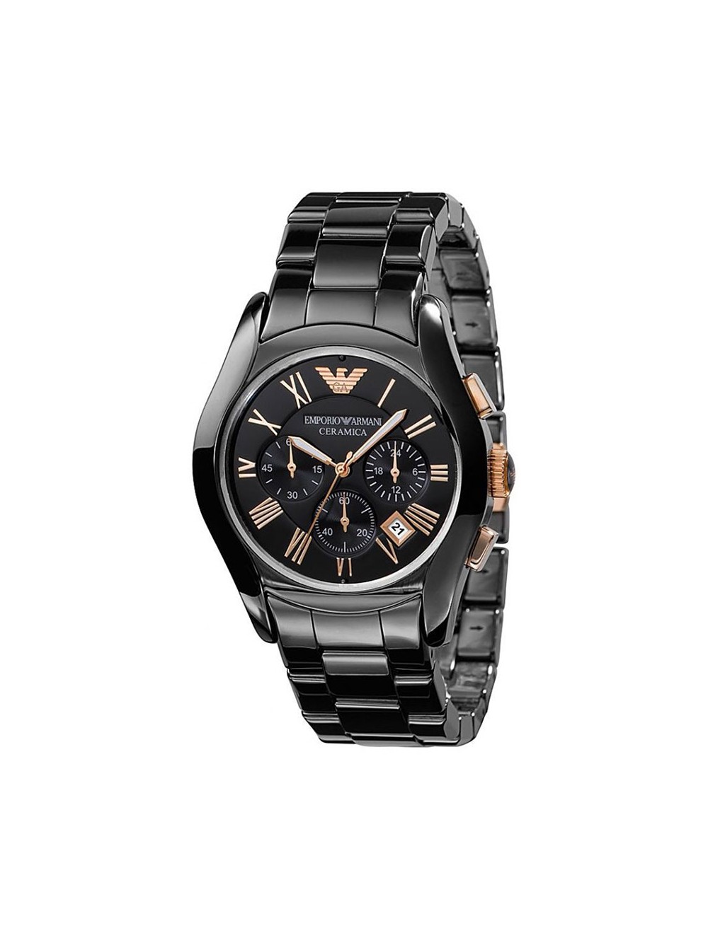 emporio armani black chronograph watch