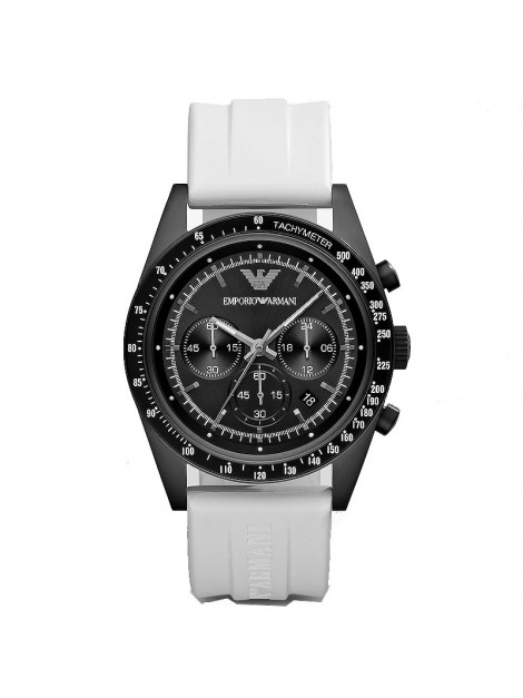 Emporio Armani Men's Chronograph Sportivo White Rubber Watch with White Dial AR6112