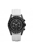 Emporio Armani Men's Chronograph Sportivo White Rubber Watch with White Dial AR6112