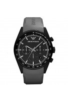 Emporio Armani Men's Sportivo Chronograph Grey Rubber Quartz Watch with Black Dial AR5978