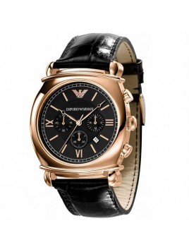 black and rose gold armani watch