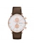 Emporio Armani Men's Classic Rose Gold Brown Leather Quartz Watch with White Dial - AR0398