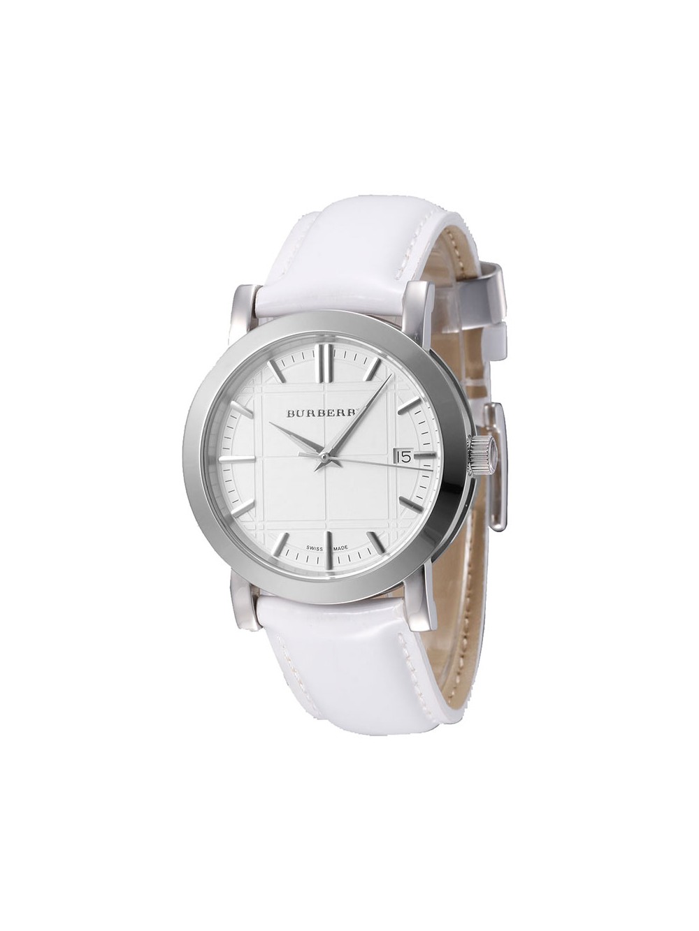 burberry white leather strap watch