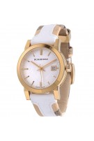 Burberry Women's Gold Large Check Leather Strip On Fabric Watch Model-BU9110