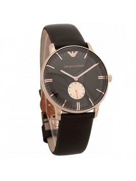 EMPORIO ARMANI CLASSIC ROSE GOLD MENS BROWN LEATHER WATCH AR0383
