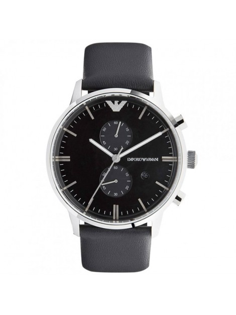Emporio Armani Men's Black Leather Chronograph Watch Model - AR0397