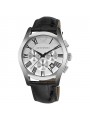 Emporio Armani Men's Silver Dial Chronograph Black Leather Watch Model AR0669