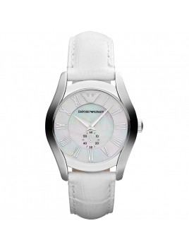Emporio Armani Women's Mother Of Pearl Dial White Leather Watch AR1669
