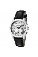 Emporio Armani Womens Classic Chronograph Black Leather Watch AR0670